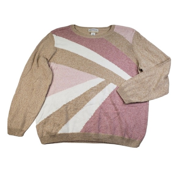 Alfred Dunner Sweaters - Asymmetrical striped and beaded sweater, women 2X